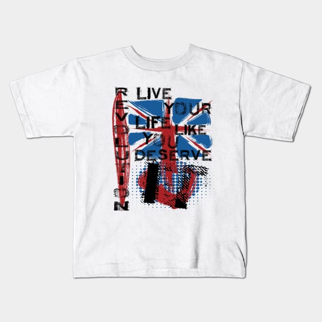 Revolution Union Jack Trash Polka Art T-shirt Kids T-Shirt by The Dude